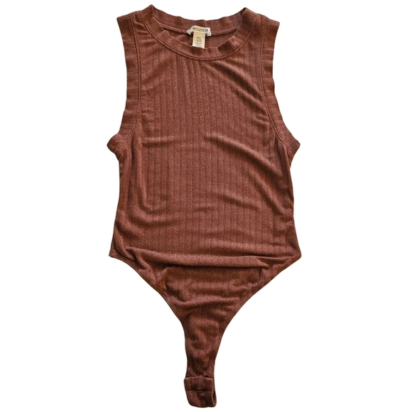 Bozzolo Women's Ribbed Sleevless Bodysuit,Burnt Orange, Small - Picture 6 of 12